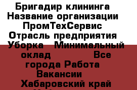Бригадир клининга › Название организации ­ ПромТехСервис › Отрасль предприятия ­ Уборка › Минимальный оклад ­ 30 000 - Все города Работа » Вакансии   . Хабаровский край,Хабаровск г.